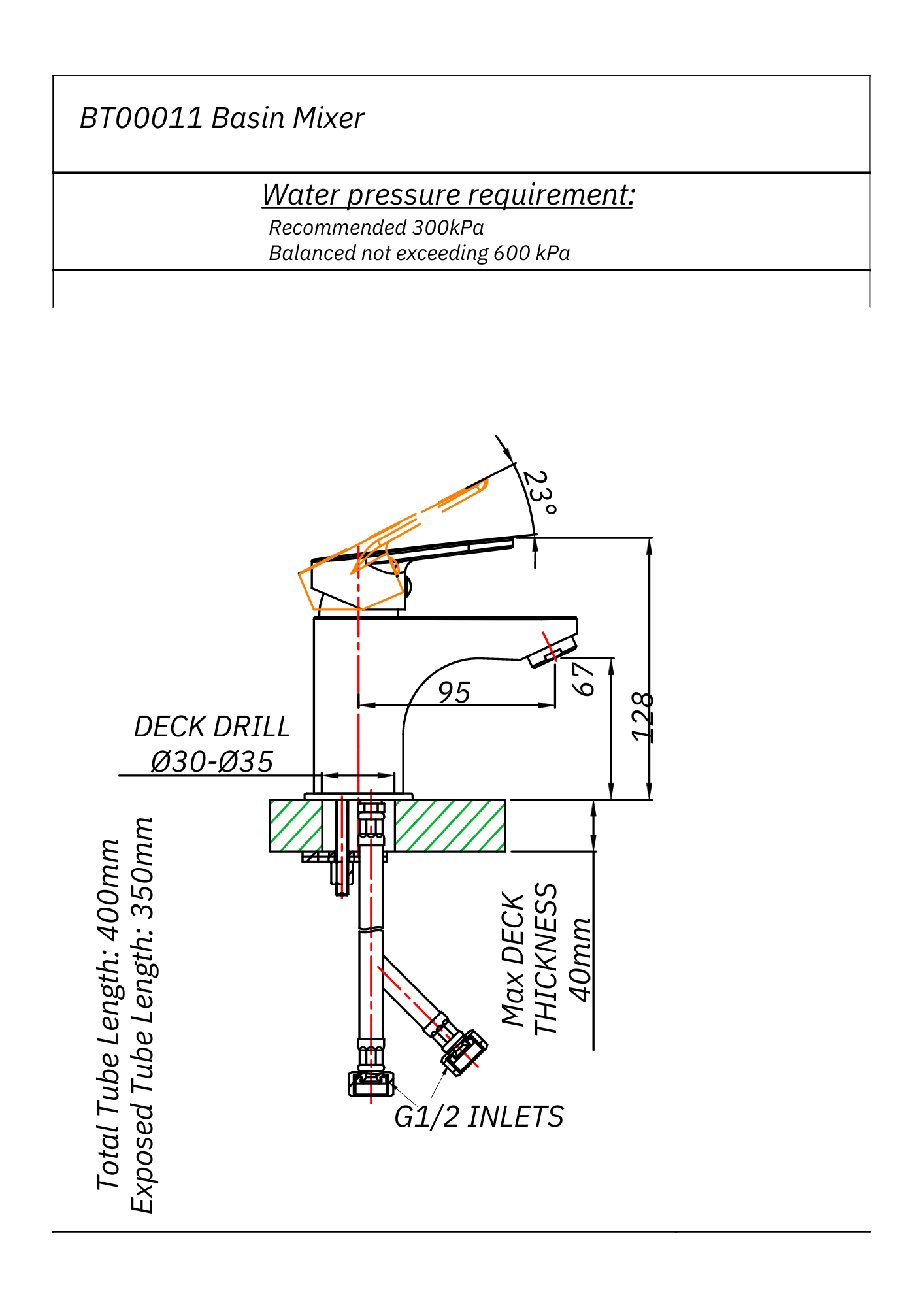 Bore Guest Basin Mixer Tap