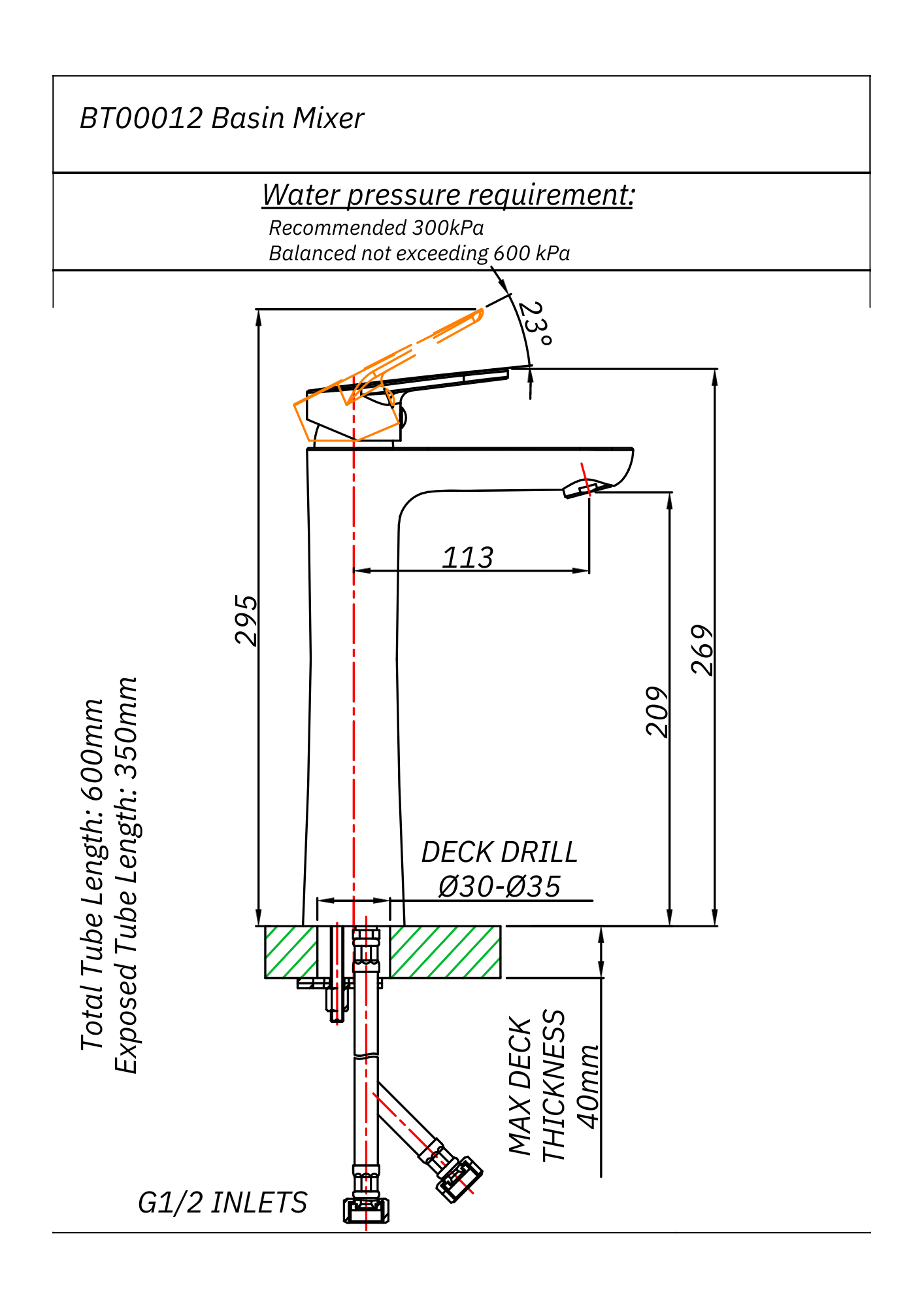 Bore High Basin Mixer Tap