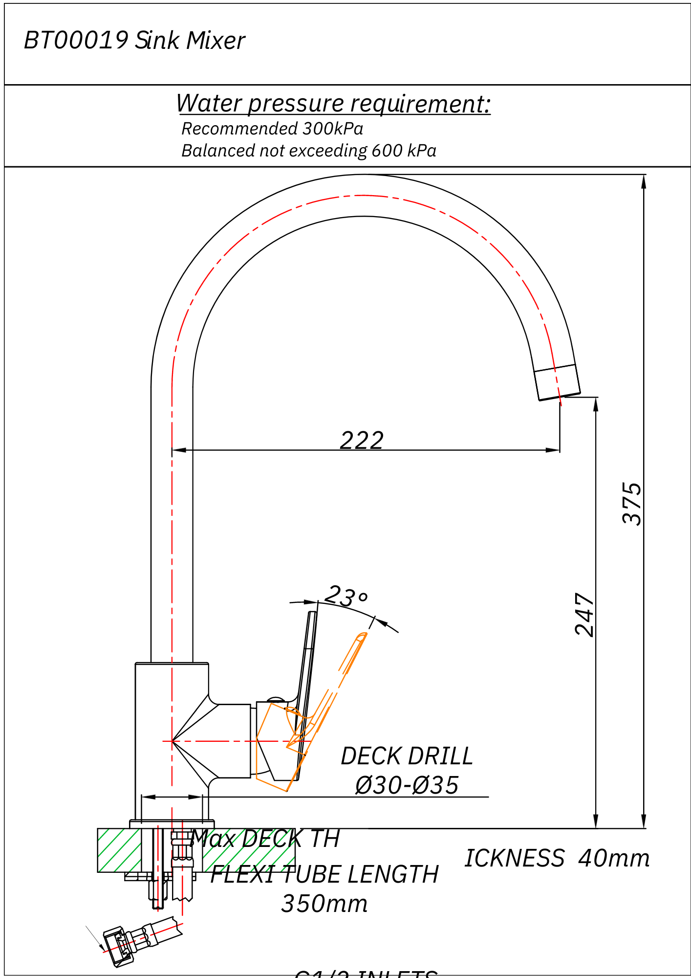 Bore Single Hole Sink Mixer Tap