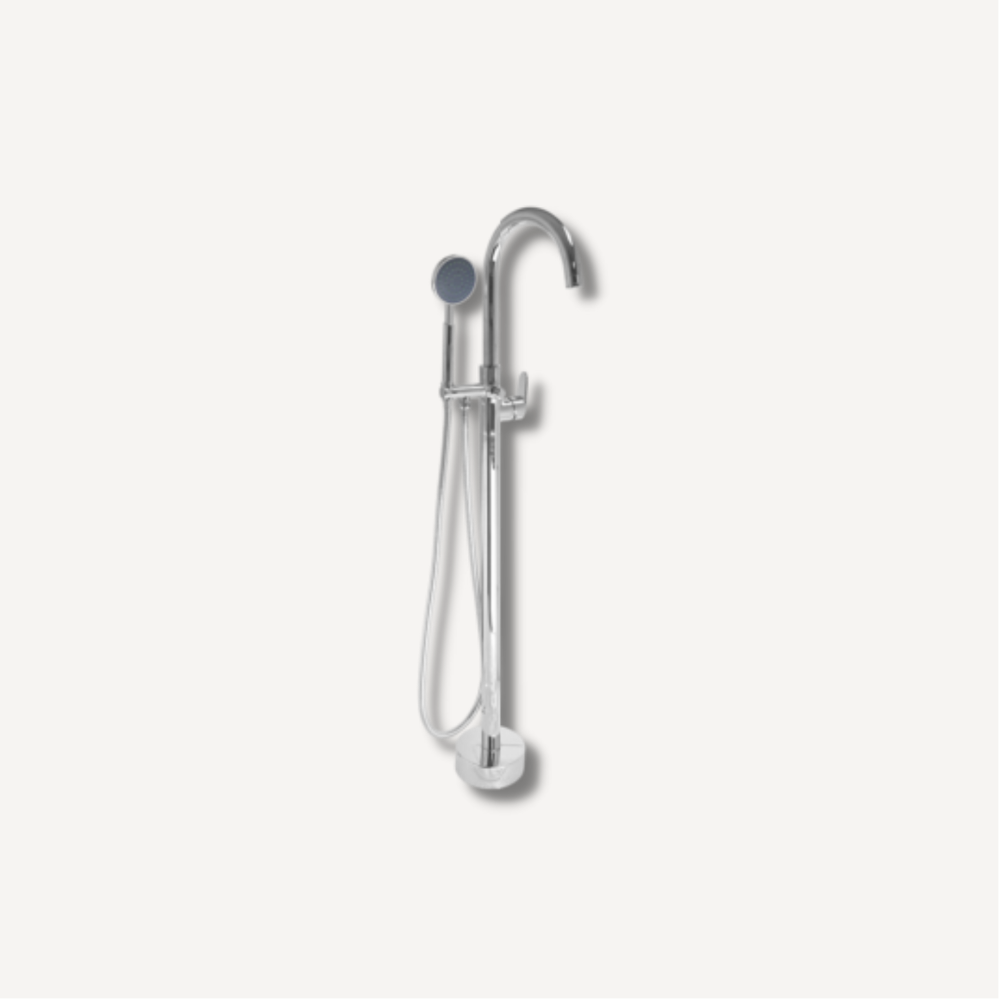 Bore Round Free Standing Bath Mixer Tap With Hand Shower