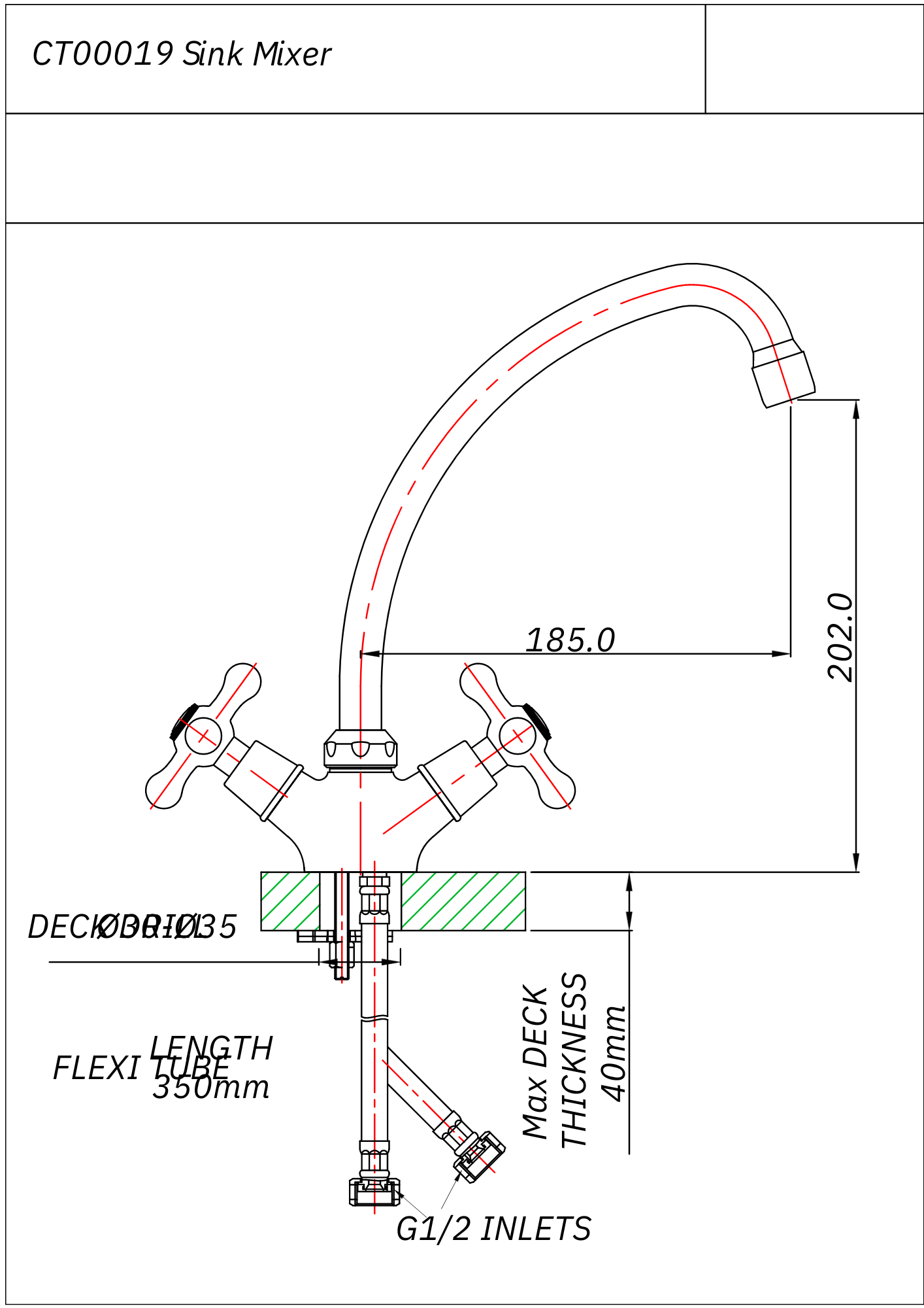 Crimson Single Hole Sink Mixer Tap