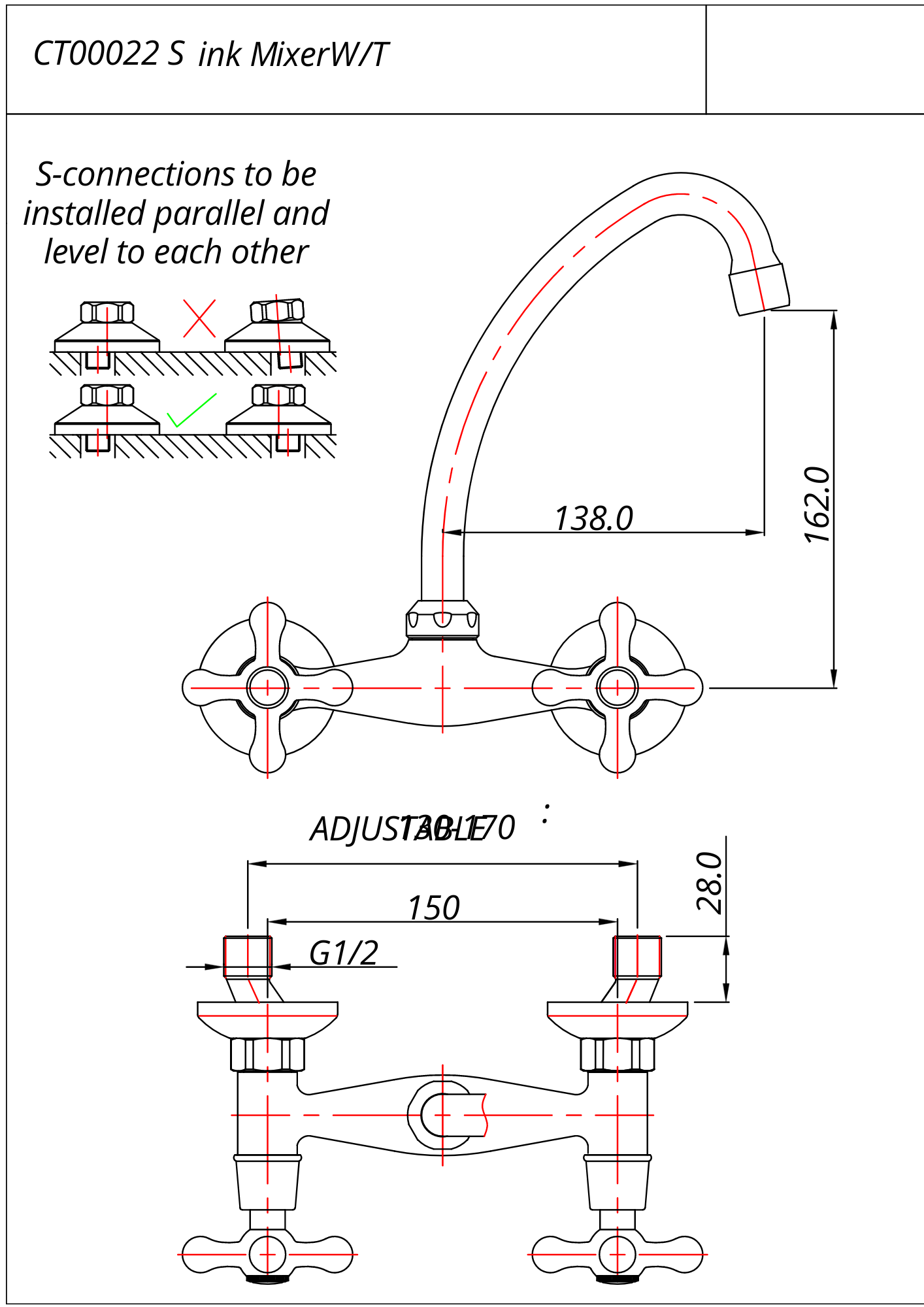 Crimson Sink Mixer Tap W/T Standard Offset