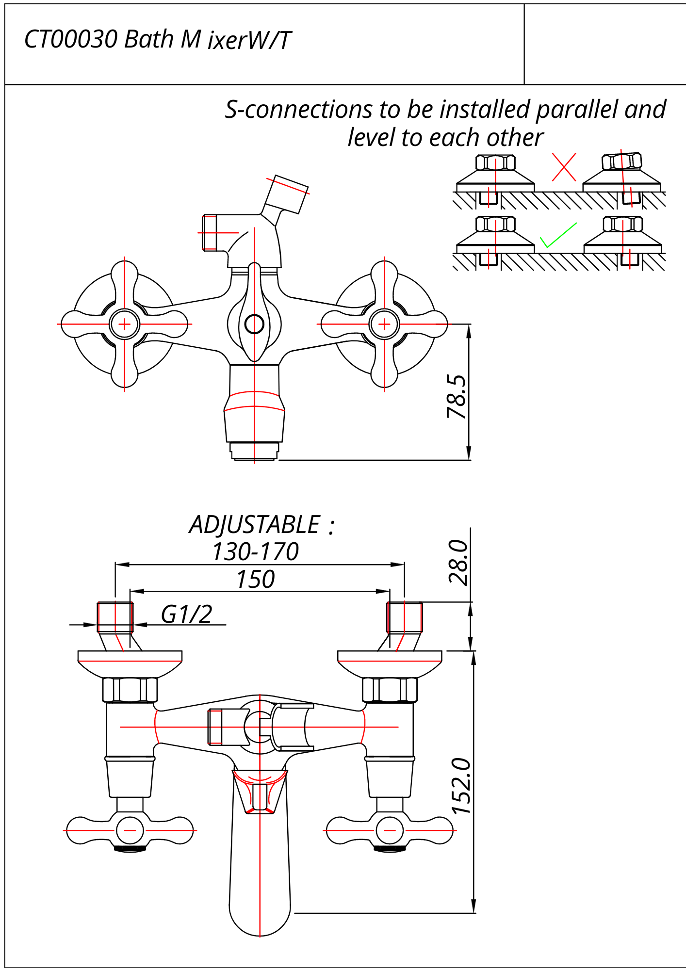 Crimson Bath Mixer Tap W/T Standard Offset