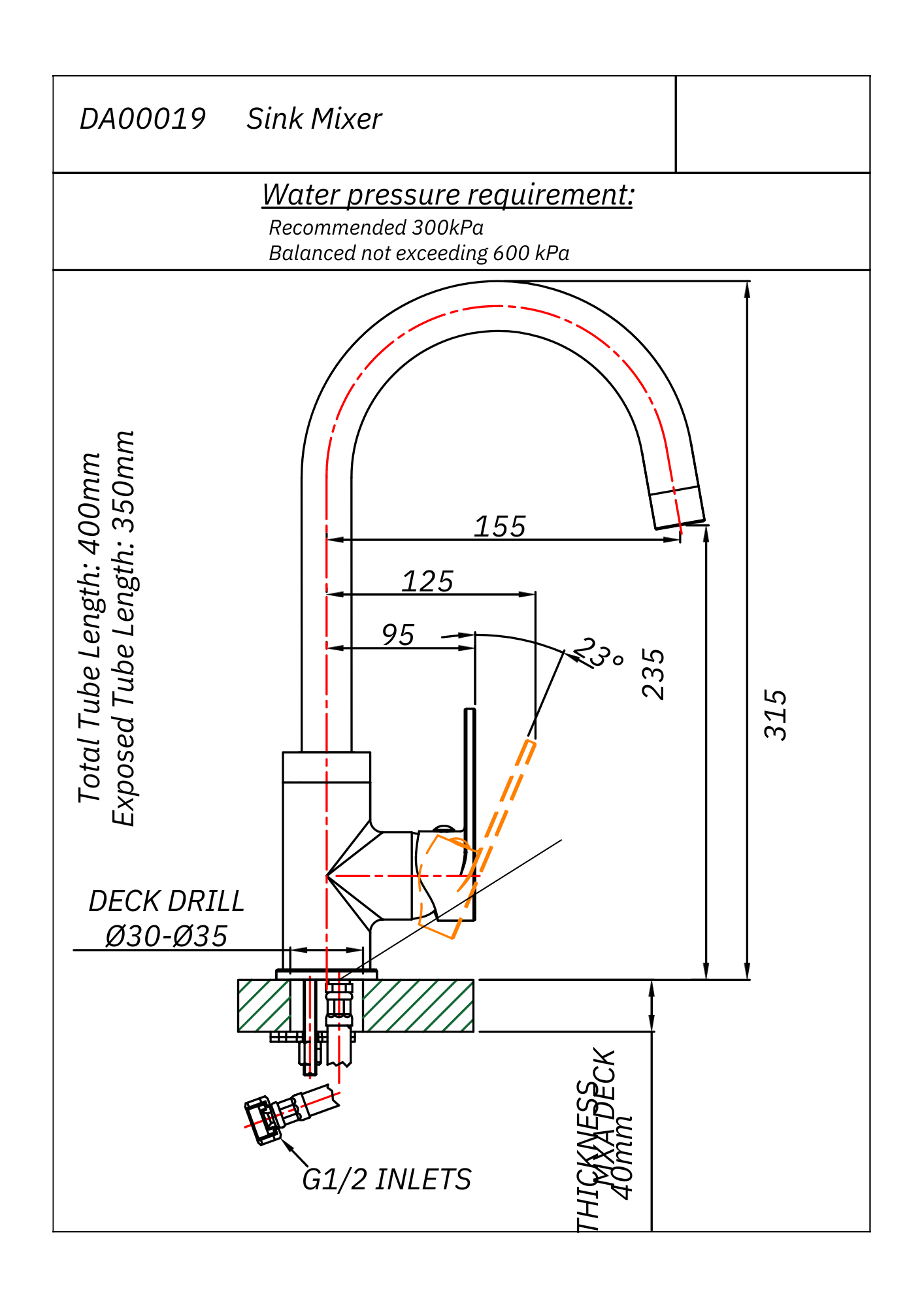 Darling Single Hole Sink Mixer Tap