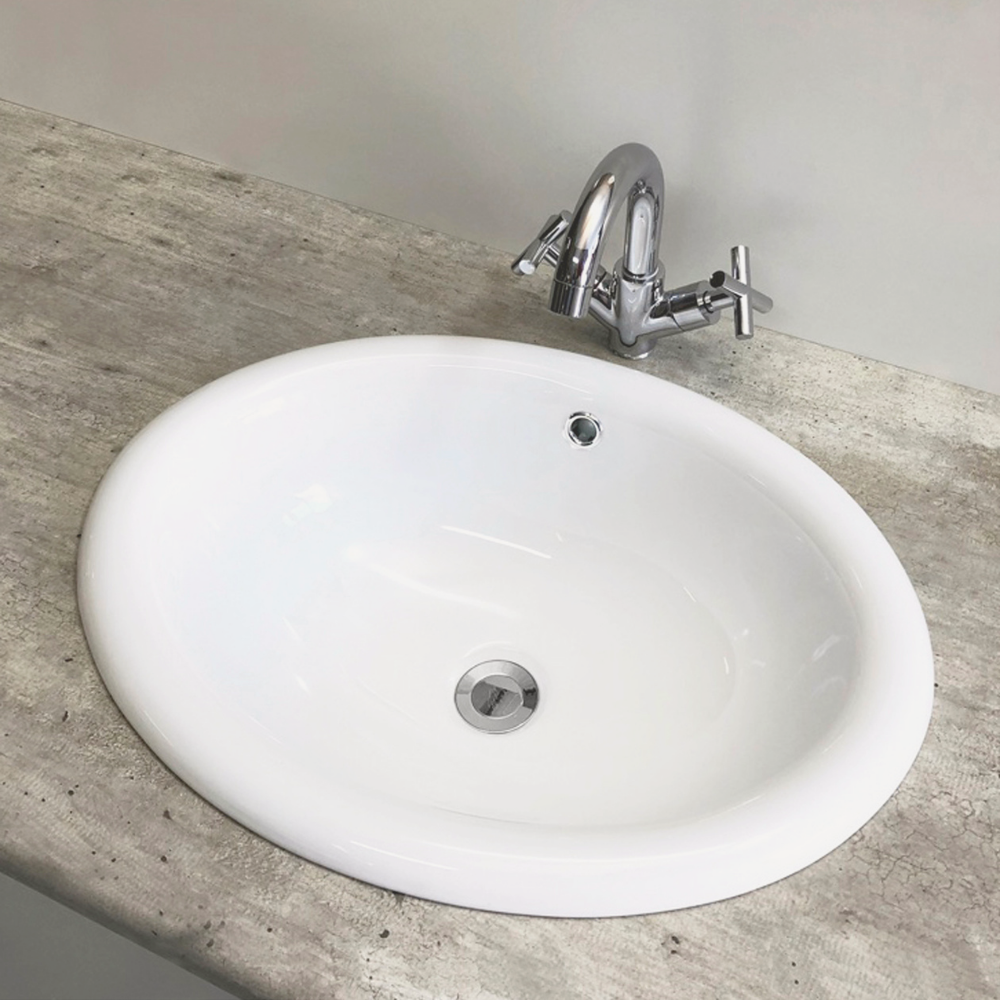 Oval Drop-In Ceramic Basin