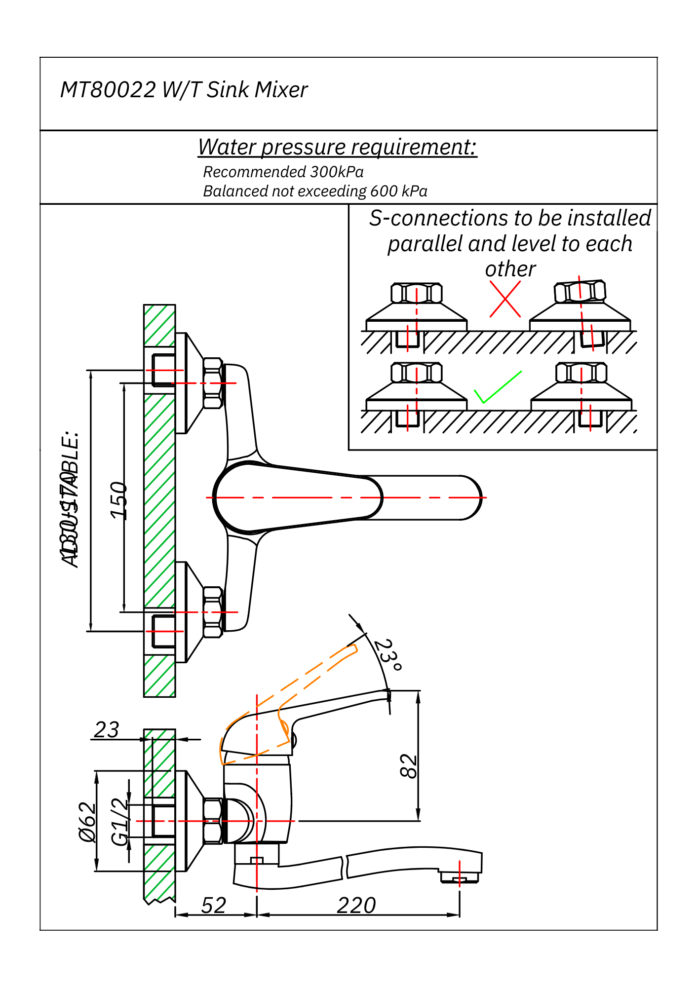 Mixed Range Sink Mixer Tap W/T Standard Offset