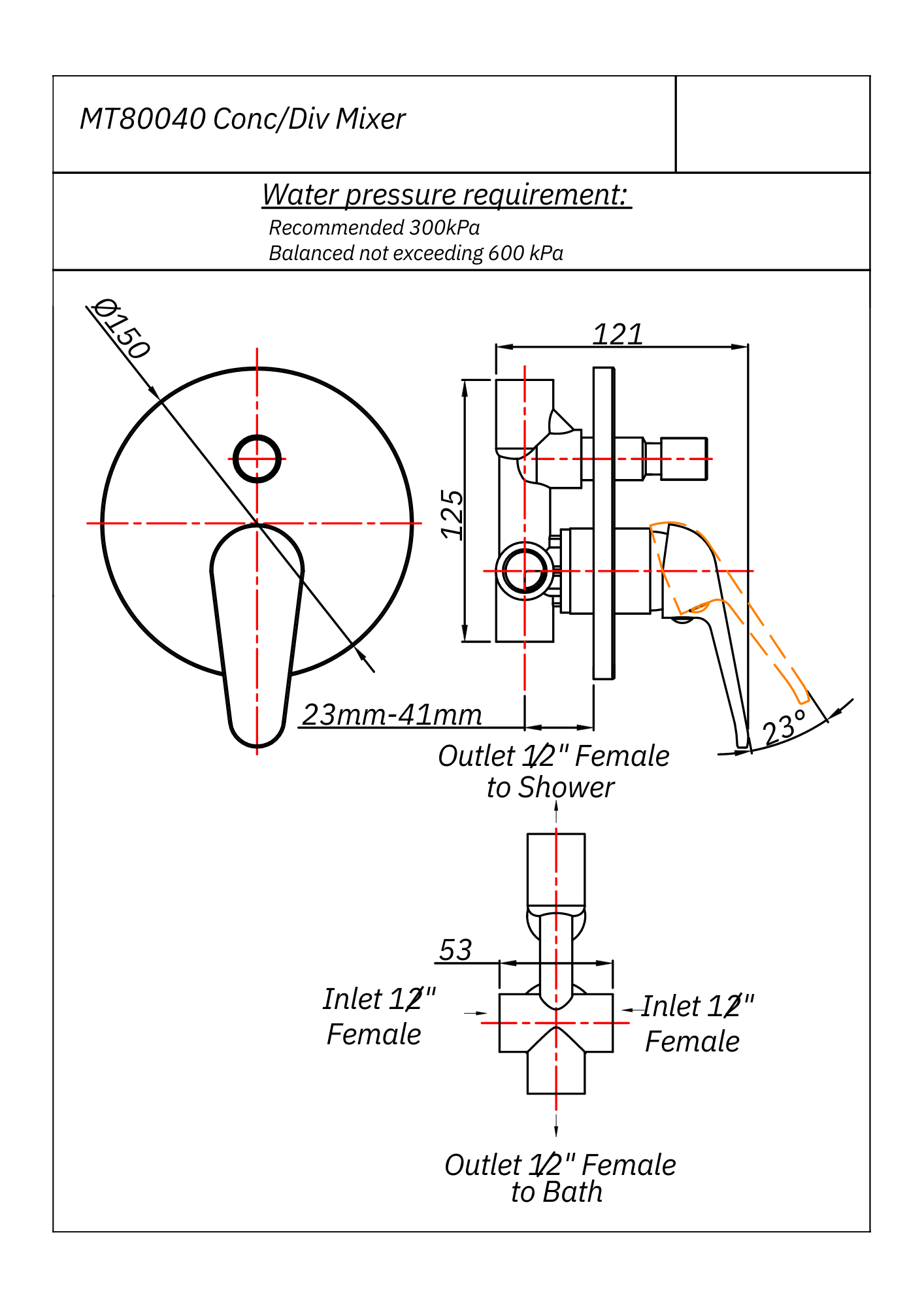 Mixed Range Concealed Diverter Mixer Tap