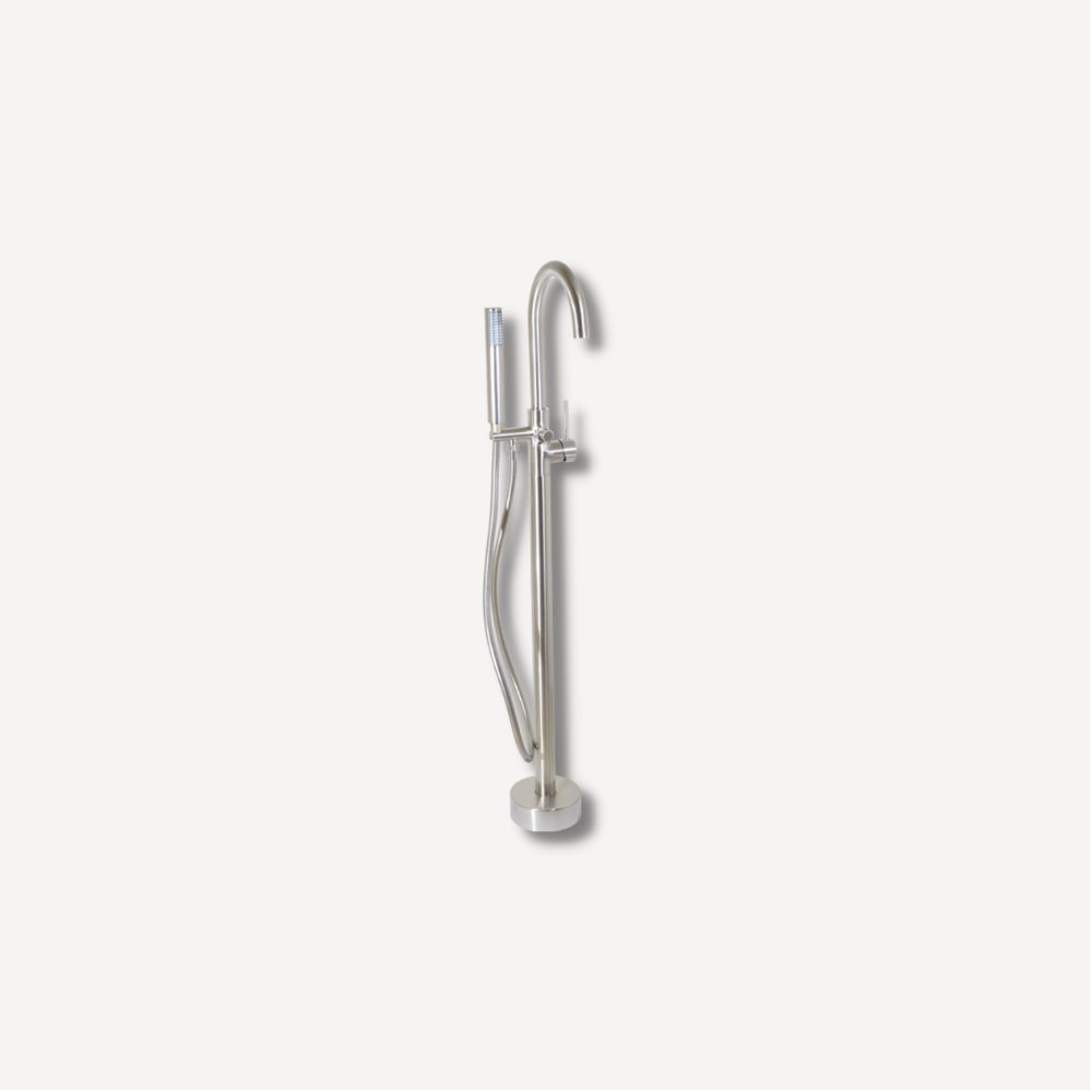 Neo Round Free Standing Bath Mixer Tap With Hand Shower