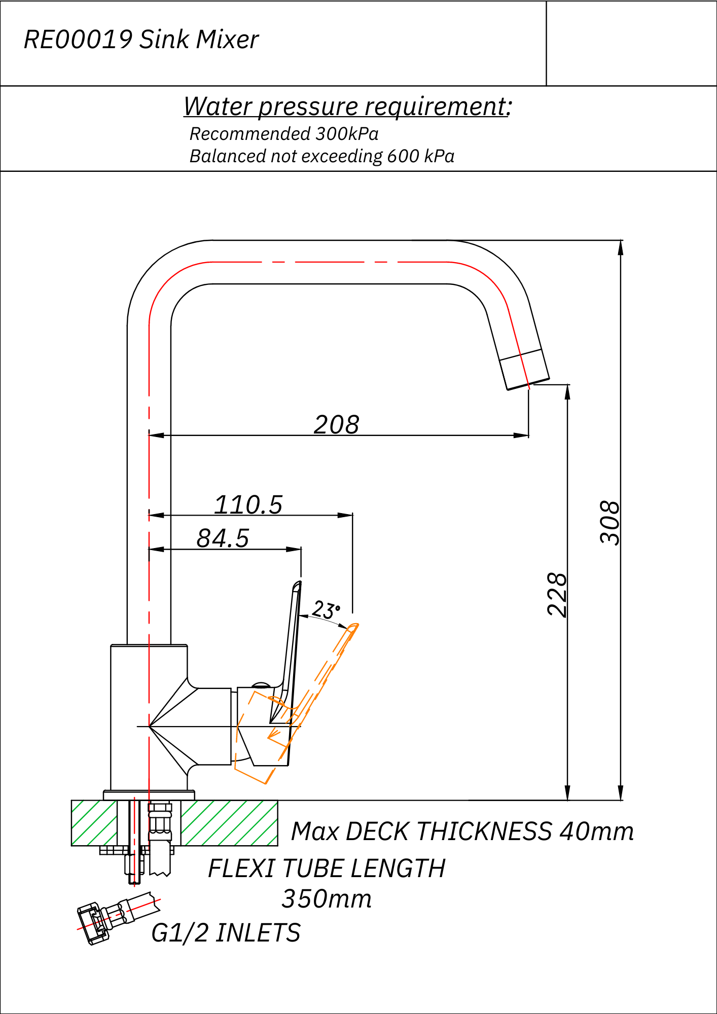 Ritz Single Hole Sink Mixer Tap