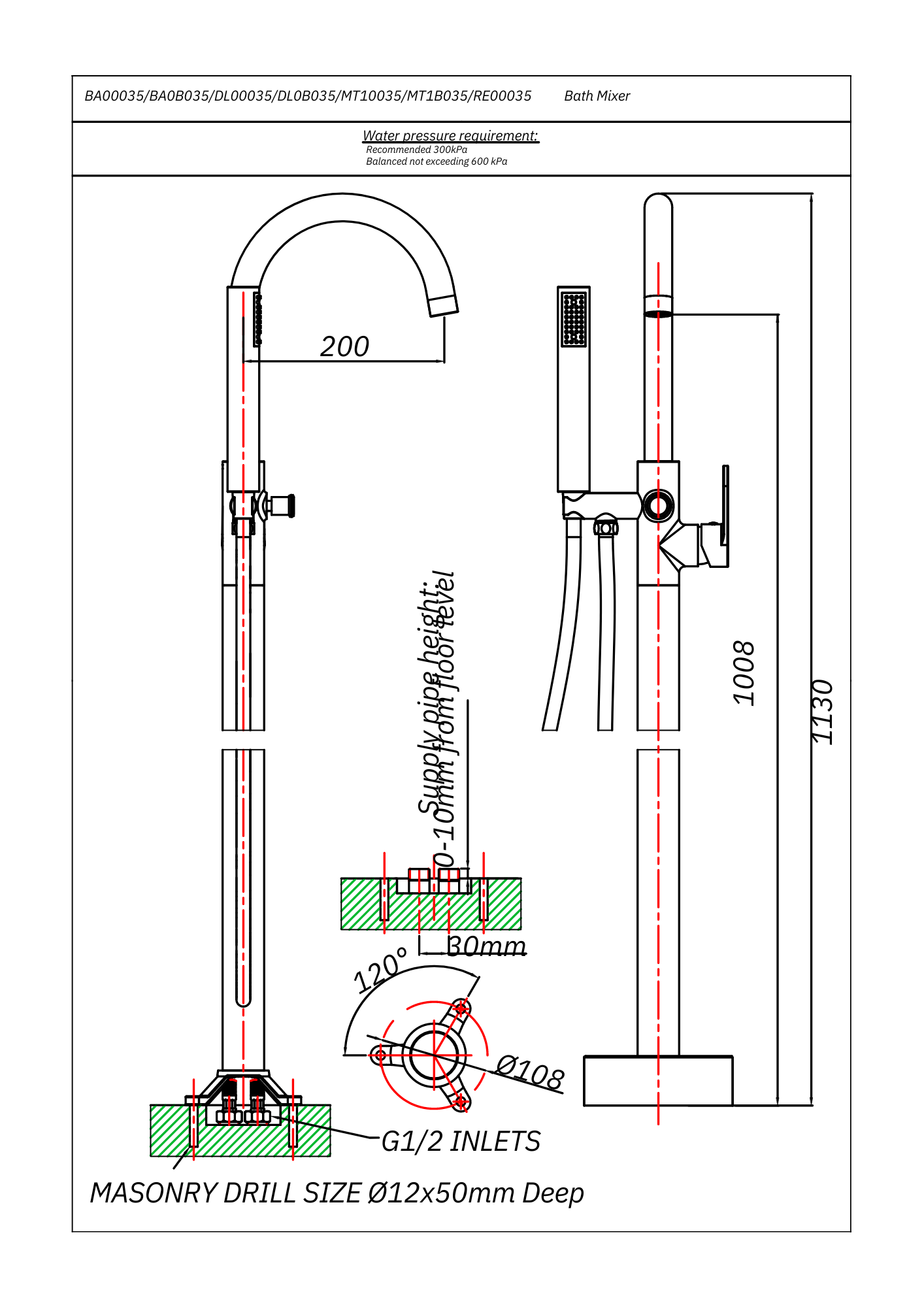 Ritz Free Standing Bath Mixer Tap