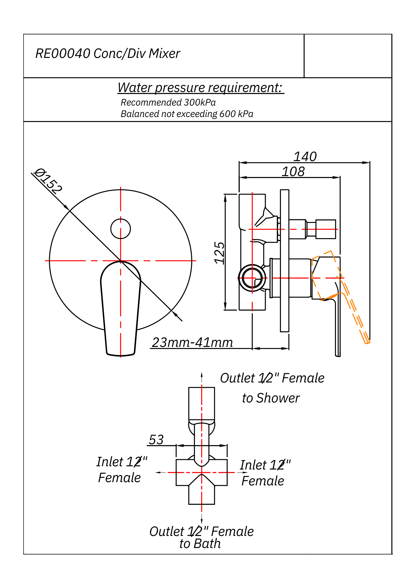 Ritz Concealed Diverter Mixer Tap