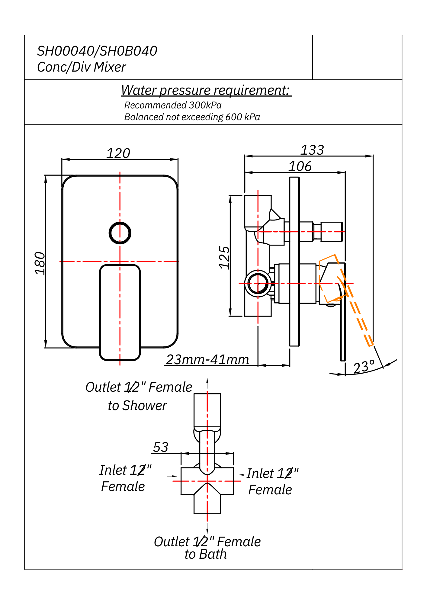 Shore Concealed Diverter Mixer Tap