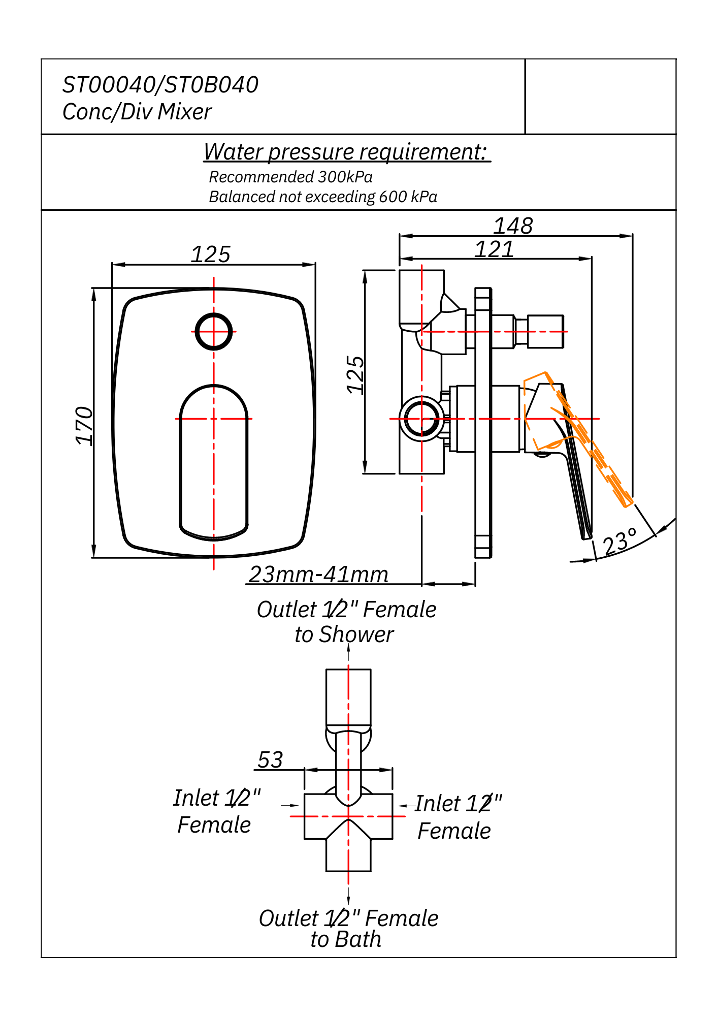 Spring Concealed Diverter Mixer Tap