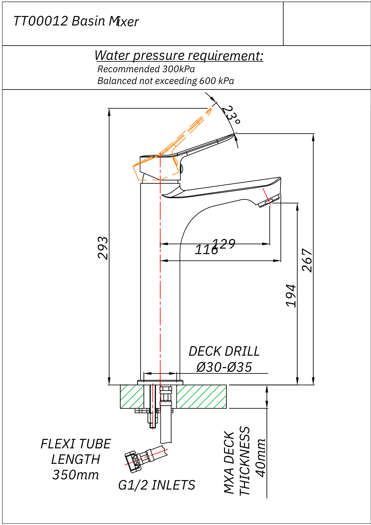 Teal High Basin Mixer Tap