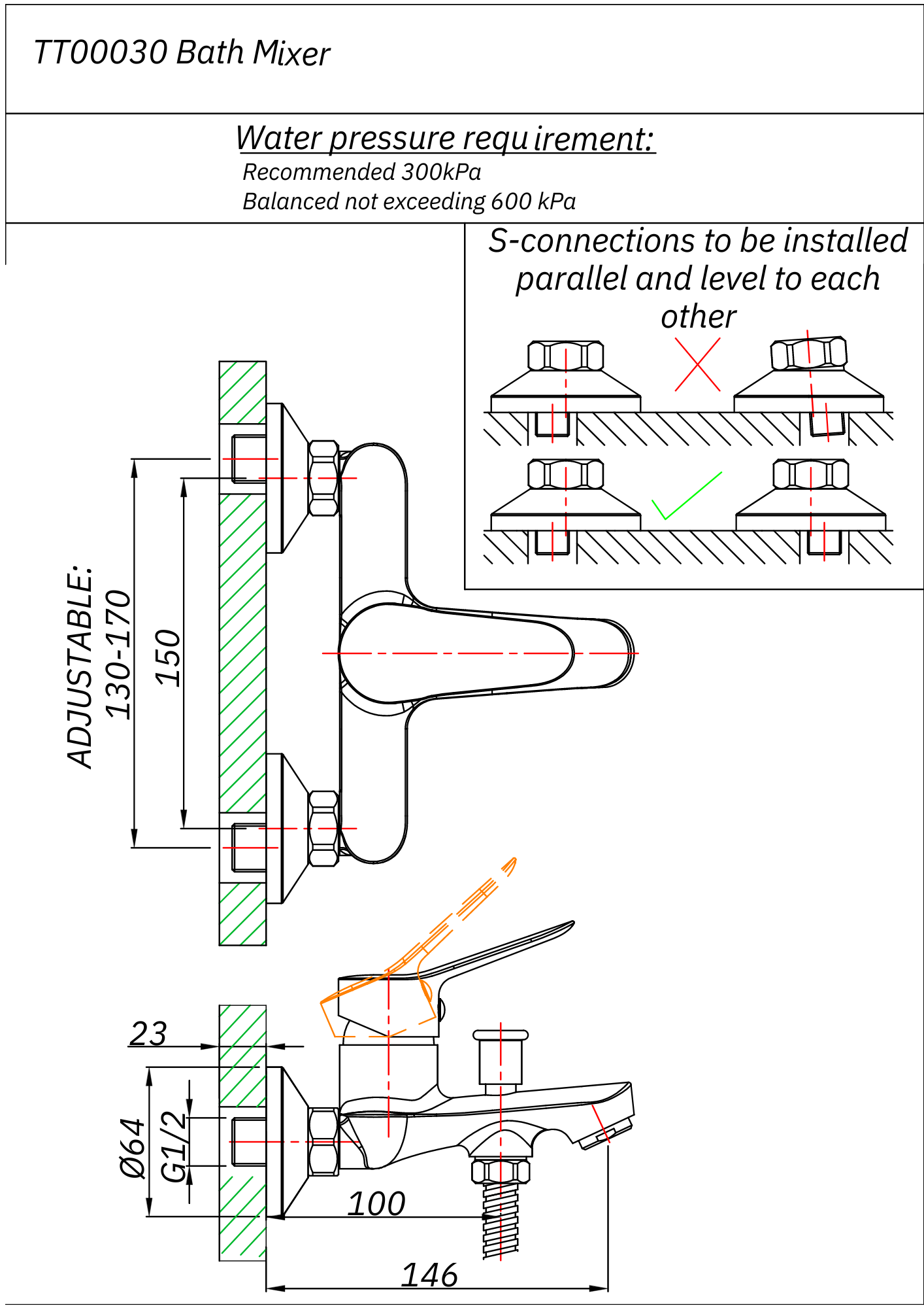 Teal Bath Mixer Tap W/T Standard Offset